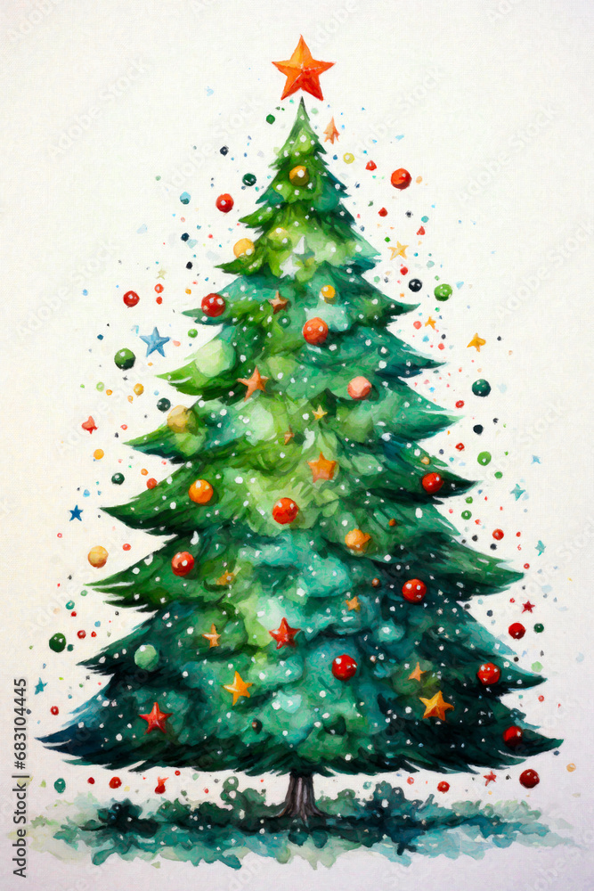 Whimsical Watercolor Christmas Tree 27