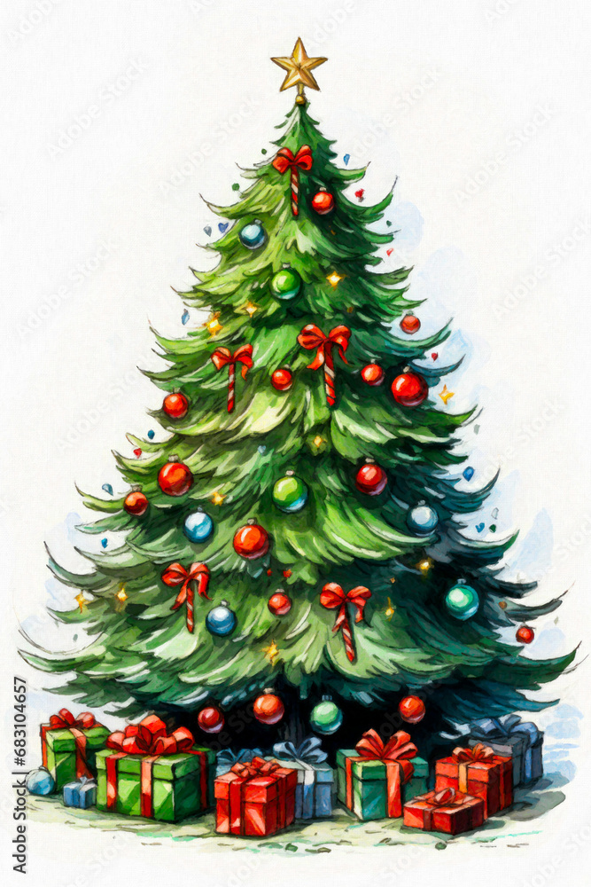 Whimsical Watercolor Christmas Tree 146 Whimsical Watercolor Christmas Tree 146