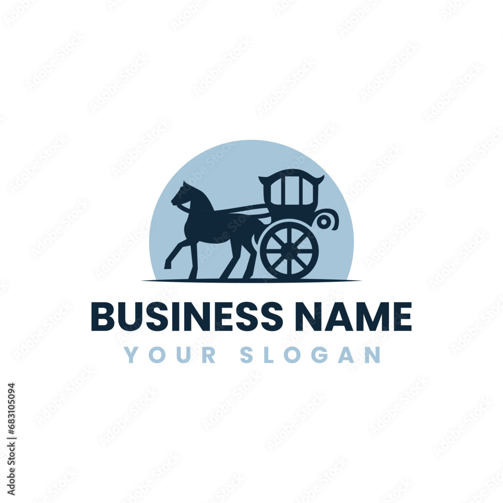 Fototapeta premium Horse Carridge Simple Modern Logo 