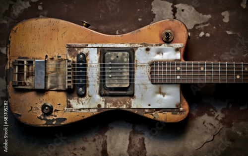 Old abandoned electric guitar photo