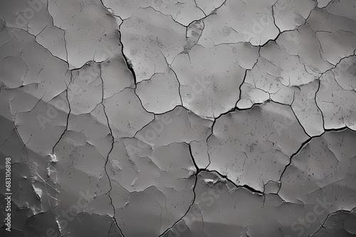 Black and white photo of a cracked concrete surface