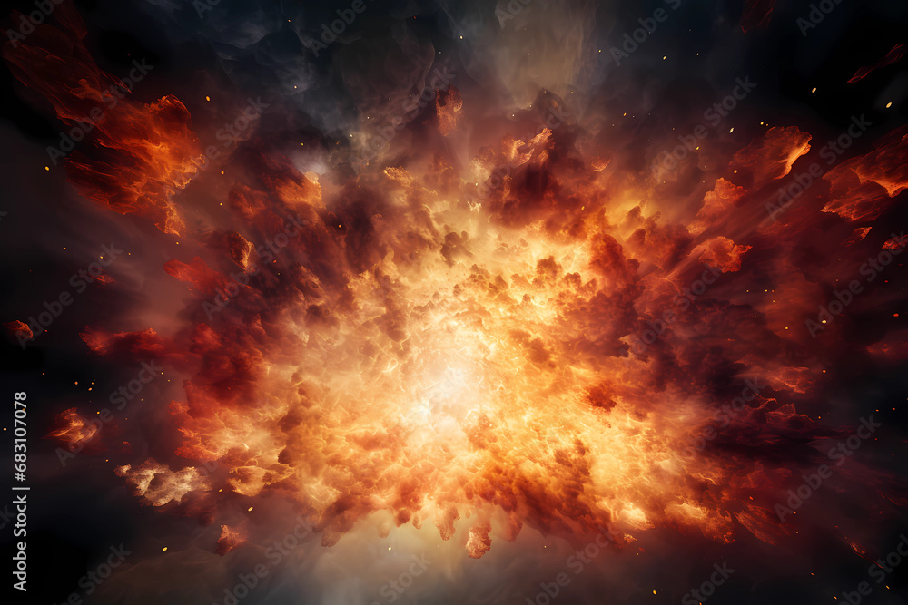 Explosion in gas cloud background