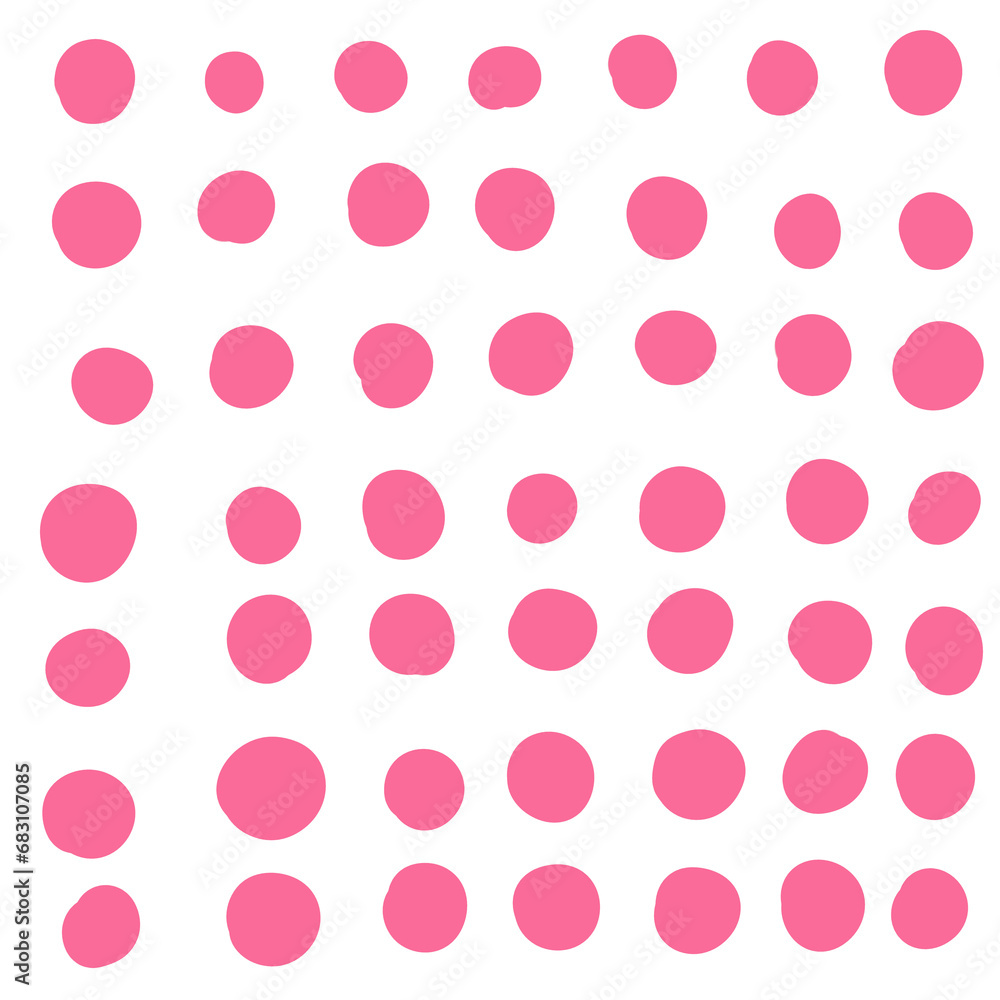 abstract soft pink dots on a square white background