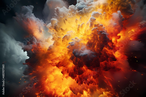 Explosion in gas cloud background