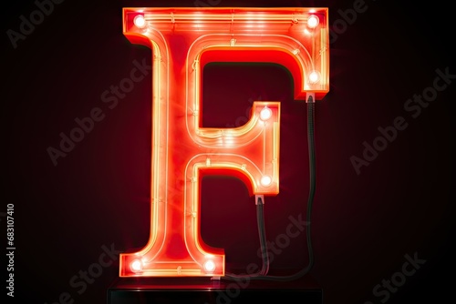 Neon light tube letter F