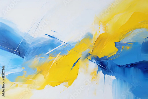 blue and yellow oil paint painting  Generative AI