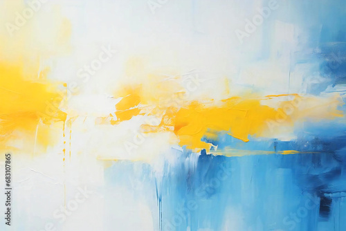 blue and yellow oil paint painting, Generative AI photo
