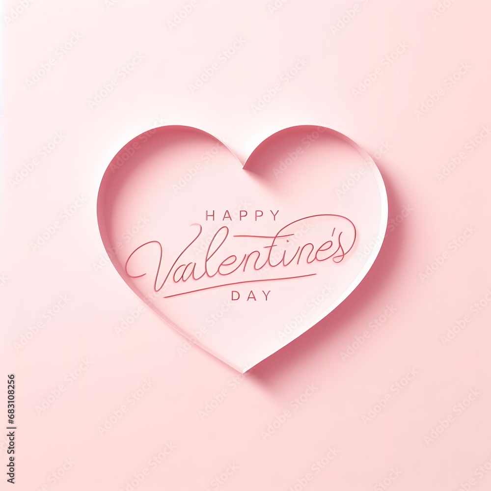 pink valentine card with heart, gevnerative AI