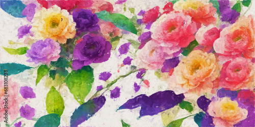 Elegant and beautiful oil illustration flowers © yang