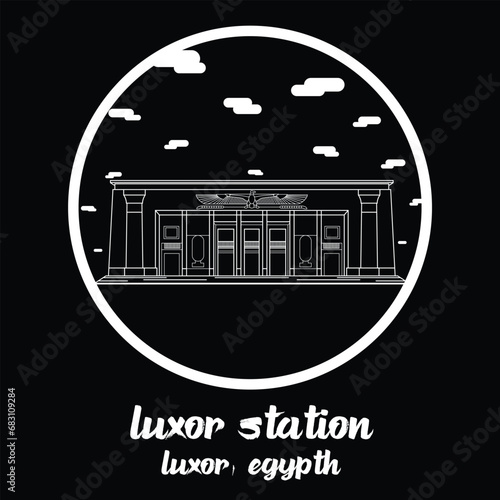 Circle Icon line Luxor Station. vector illustration