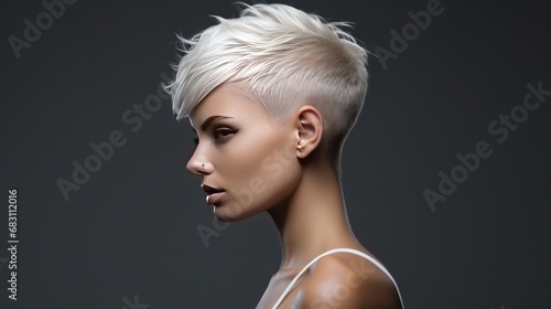  Profile of an adorable girl model with a trendy short hairstyle