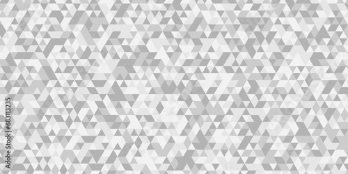 Modern abstract seamless geometric low poly white and gray pattern background. Geometric print composed of triangles. white triangle tiles pattern mosaic background.