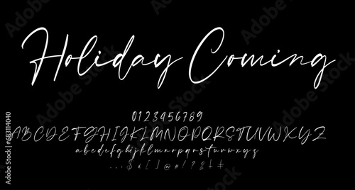 
Holiday christmas font script vector lettering. Best Alphabet Alphabet Brush Script Logotype Font lettering handwritten
