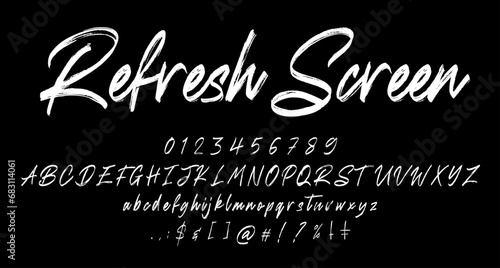 refresh Screnn brush font script vector lettering. Best Alphabet Alphabet Brush Script Logotype Font lettering handwritten photo