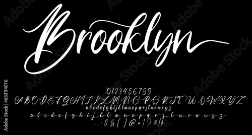 brooklyn font script vector lettering. Best Alphabet Alphabet Brush Script Logotype Font lettering handwritten