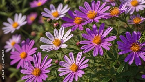 purple and white flowers  michaelmas daisy aster purple flower  garden  blooming  petals  flora  botanical  