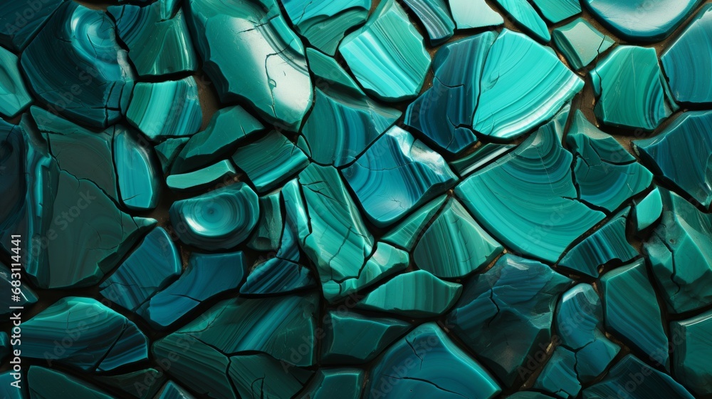 Image filled with polished malachite stones, Made with Generative AI. Image filled with polished malachite stones, Made with Generative AI.