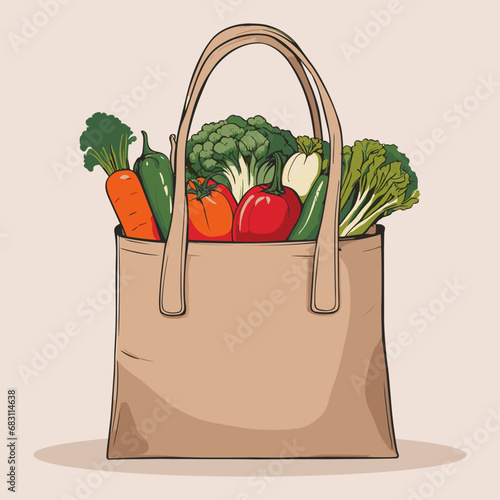 vegetables in shopping bag