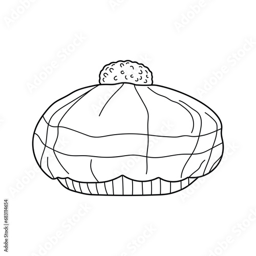 Hand drawn Kids drawing Cartoon Vector illustration tam o shanter hat Isolated on White Background