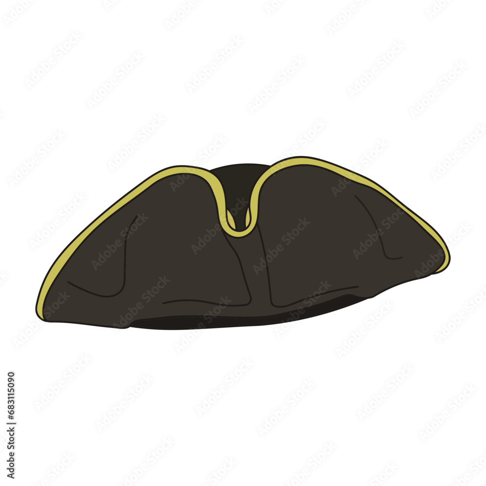 Kids drawing Cartoon Vector illustration tricorne hat Isolated on White Background Kids drawing Cartoon Vector illustration tricorne hat Isolated on White Background