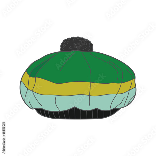 Kids drawing Cartoon Vector illustration tam o shanter hat Isolated on White Background