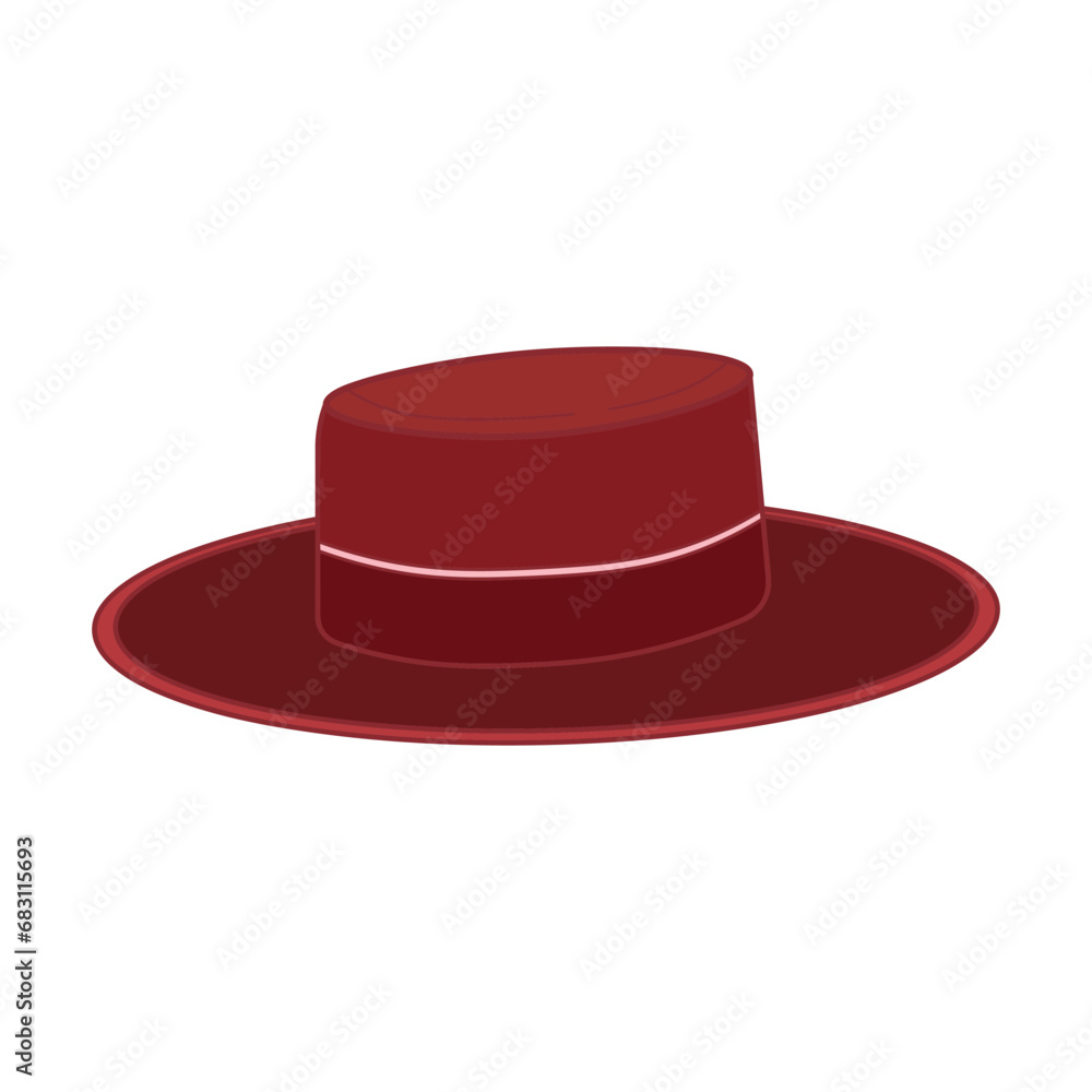 Kids drawing Cartoon Vector illustration cordobes hat Isolated on White Background