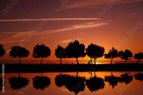 Canvastavla sunset on the river