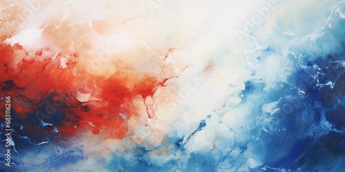 Red, White and Blue Abstract Watercolor Painting Background