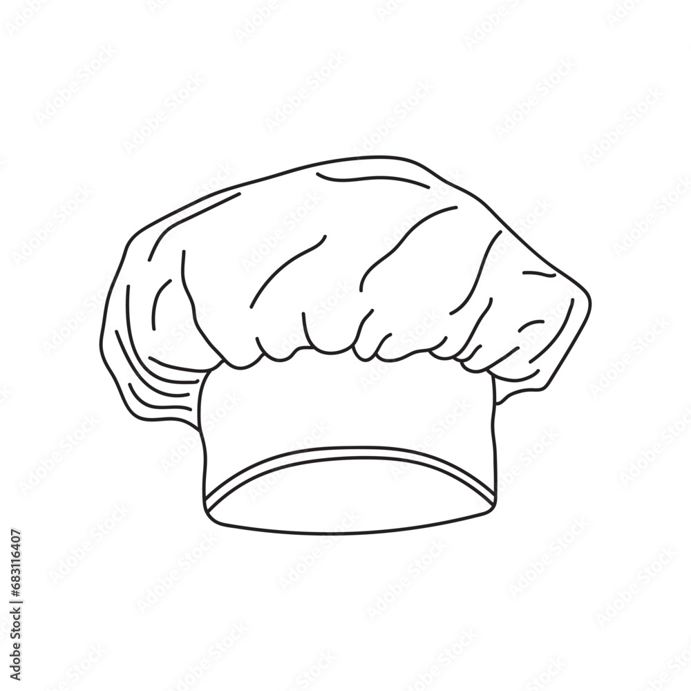 Hand drawn Kids drawing Cartoon Vector illustration chef hat Isolated on White Background Hand drawn Kids drawing Cartoon Vector illustration chef hat Isolated on White Background