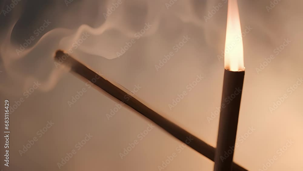 Closeup incense stick releasing steady stream aromatic smoke, surrounded soft glow slowly consumes itself. Closeup incense stick releasing steady stream aromatic smoke, surrounded soft glow slowly consumes itself.