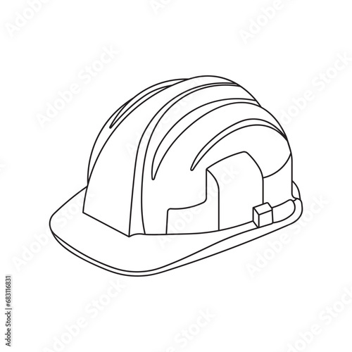 Hand drawn Kids drawing Cartoon Vector illustration hard hat Isolated on White Background