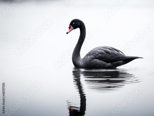 Black Swan in the pond. Australian bird in nature.