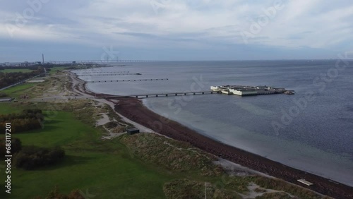 Wallpaper Mural Scenic drone footage of Malmo, Sweden. Fascinating aerial views of the shore, seaside and Oresund Bridge. Torontodigital.ca