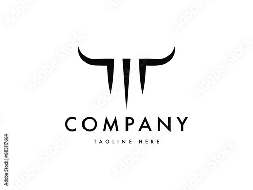 abstract minimal stylish bull head logo design