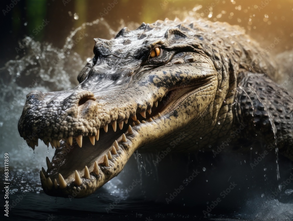 Fototapeta premium Saltwater Crocodile with an open mouth, Australian animal in nature