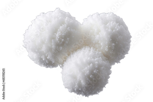 a high quality stock photograph of three snowballs full body in the center isolated on white background photo