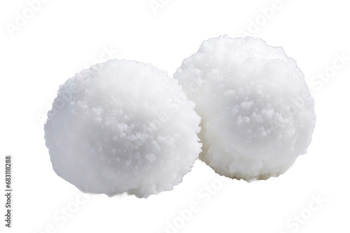 a high quality stock photograph of two snowballs full body in the center isolated on white background photo