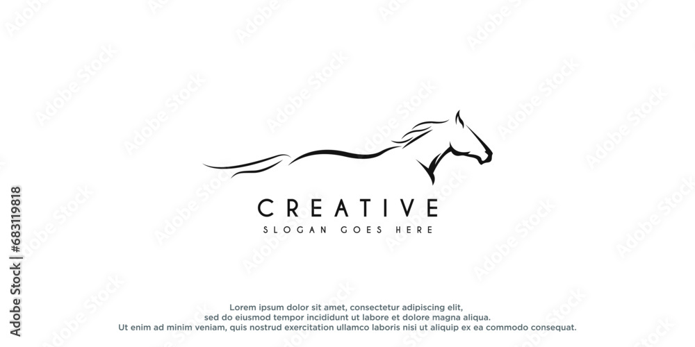 Beauty Horse Ranch Stable Stallion Logo design - obrazy, fototapety, plakaty 