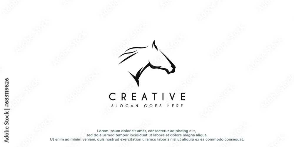 Beauty Horse Ranch Stable Stallion Logo design - obrazy, fototapety, plakaty 