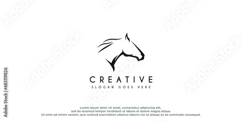 Beauty Horse Ranch Stable Stallion Logo design photo