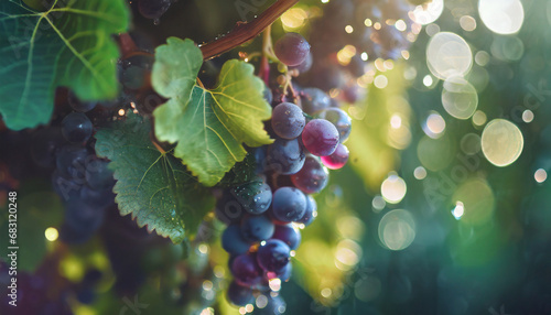 Purple grapes in a vineyard