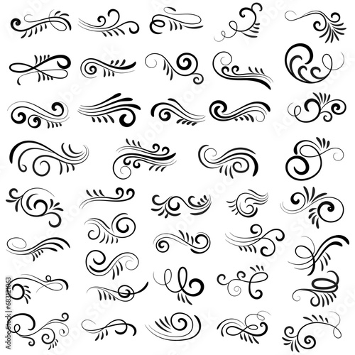 Vector graphic elements for design vector elements. Swirl elements decorative illustration. Classic calligraphy swirls, greeting cards, wedding invitations, royal certificates and graphic design.