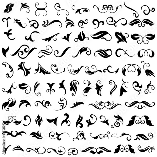 Vector graphic elements for design vector elements. Swirl elements decorative illustration. Classic calligraphy swirls, greeting cards, wedding invitations, royal certificates and graphic design.