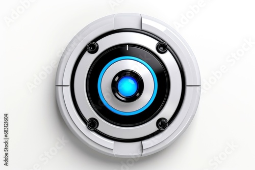 Abstract high tech multicolor button on white background