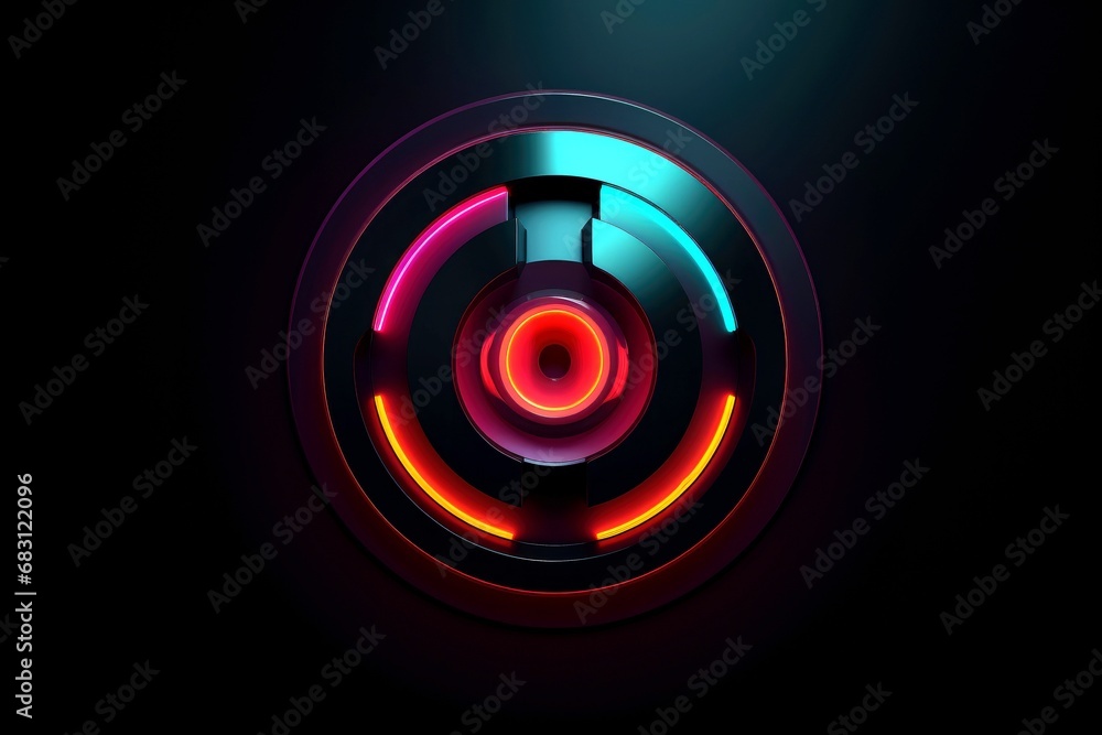 Abstract colorful neon padlock on black background Abstract colorful neon padlock on black background