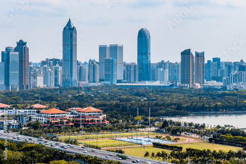 Wanlv Park and Guomao CBD complex in Haikou, Hainan, China photo