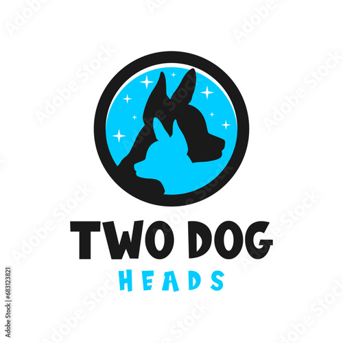 two dog heads vector illustration logo