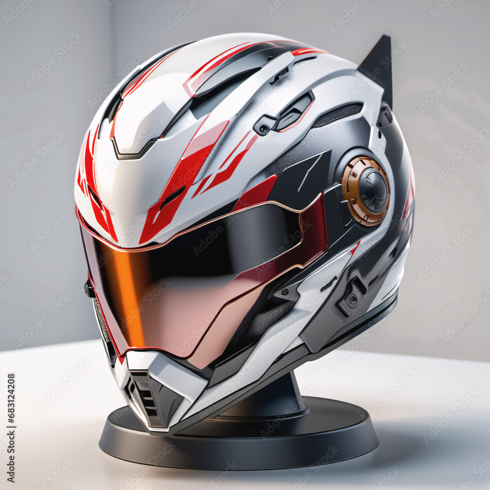 mecha concept futuristic bike motorcycle full face helmet