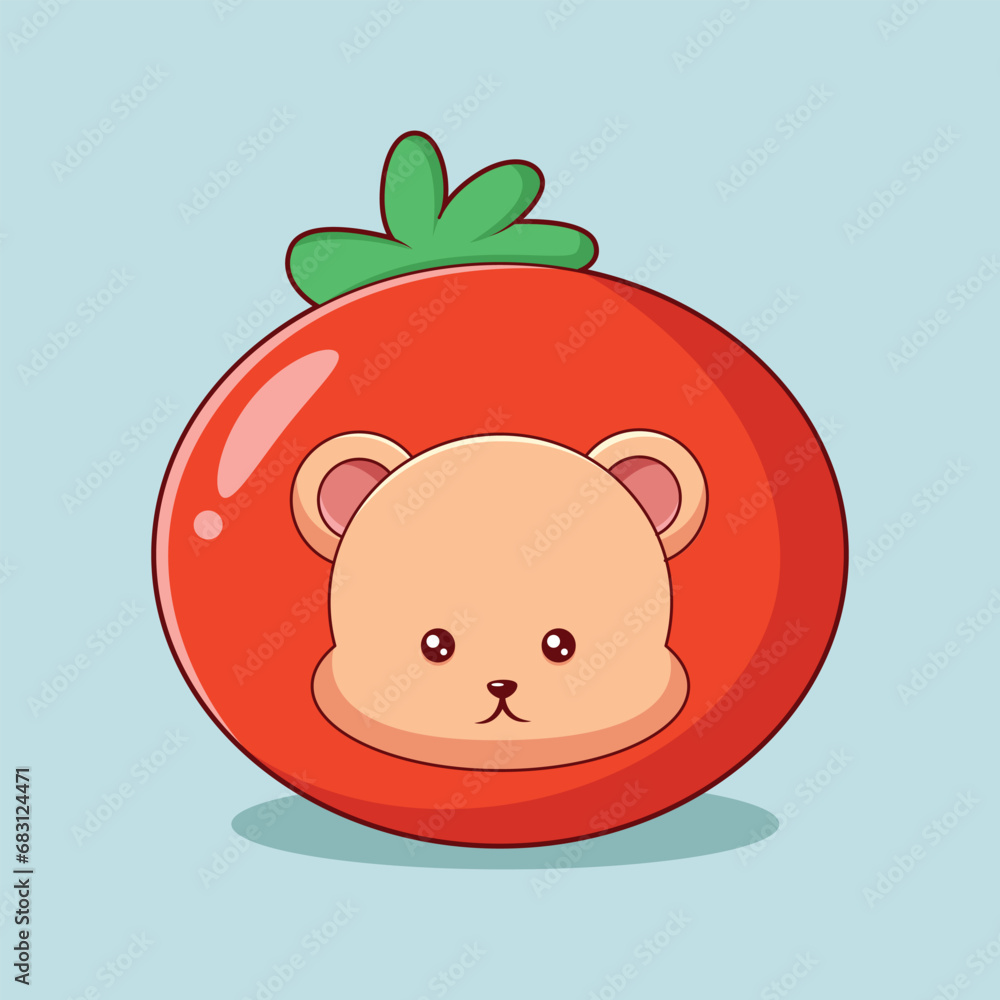 Fototapeta premium Cute Tomato Character Design Illustration