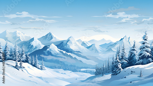 Beautiful view of mountains from valley in winter time © rendieroDelicious